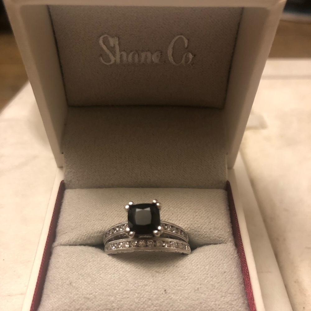 Shane Co black sapphire wedding set